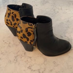 Leather and calfskin booties